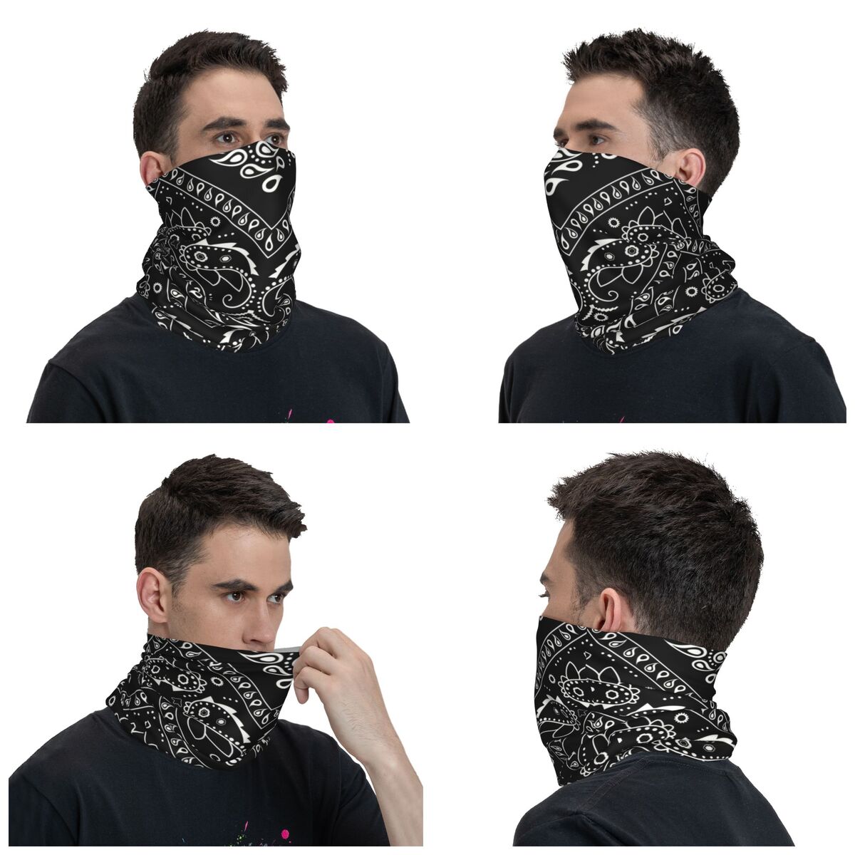 Czarny wzór bandany ocieplacz  – Tech Wear Accessories recenzja i cena