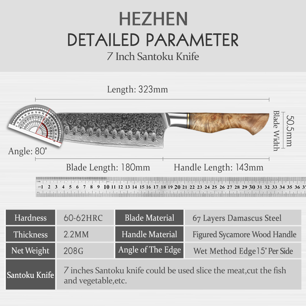 HEZHEN 7-calowy nóż Santoku pr – High Tech Kitchen Accessories recenzja i cena